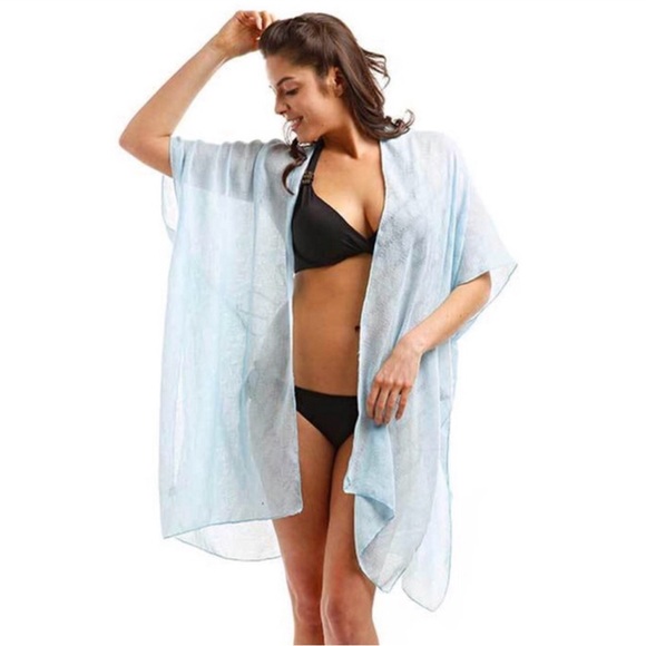 “Off Duty Mermaid” Swim Cover Up/ Kimono-Pink or Blue-NWT - Picture 6 of 7